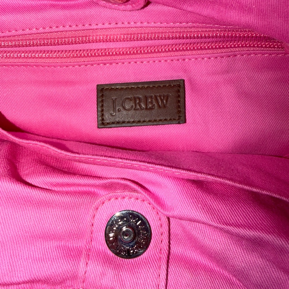 J. Crew Fuchsia Crochet Bag with Bamboo Handle - Picture 5 of 5